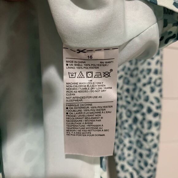 Janie and Jack | Dress Animal Print Teal Long Sleeve Square Neck- Size 16 - Picture 6 of 8